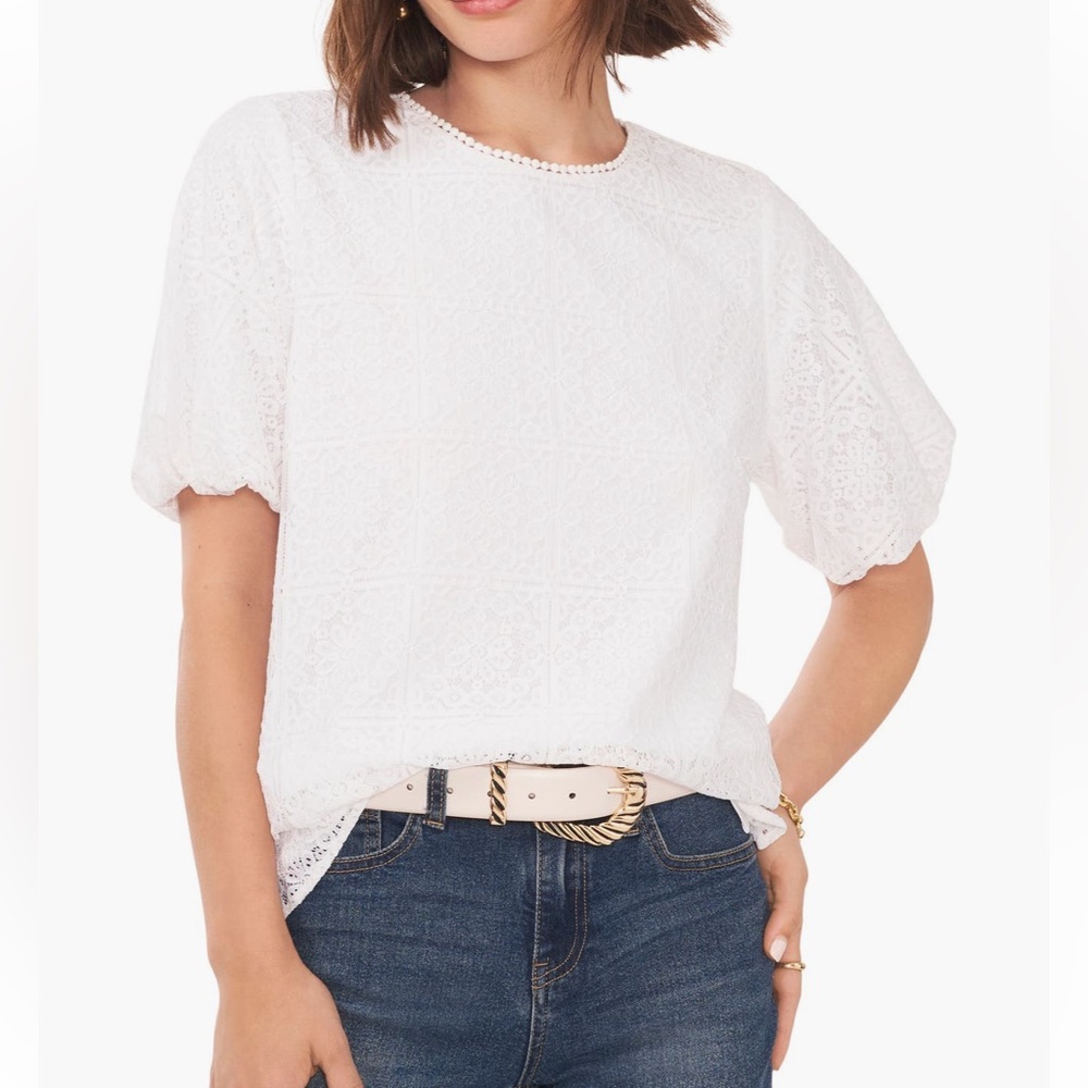 Vince Camuto Short Sleeve Lace Blouse